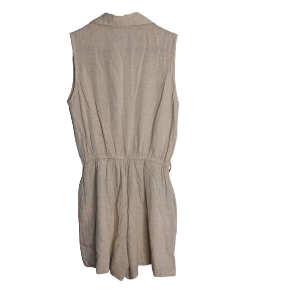 Sim & Sam Size M Medium Romper Linen Blend Lined Sleeveless Button Front NEW - Picture 4 of 6
